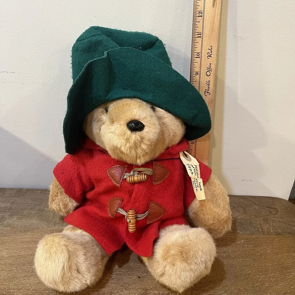 VTG Eden Toys Paddington Bear Plush Red Coat Darkest Peru Tag Stuffed Animal 16